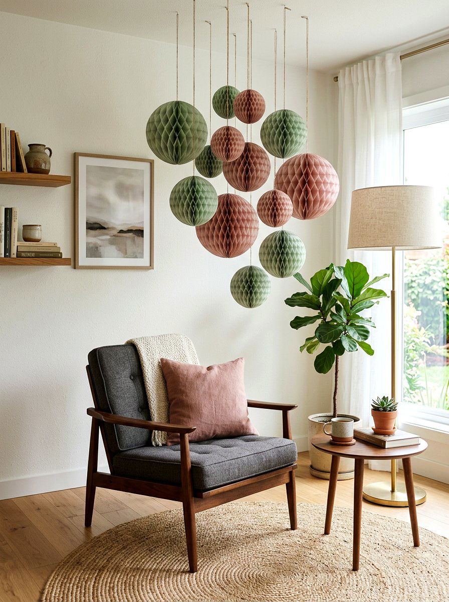 Tissue Paper Honeycomb Ball - 25 Spring Tissue Paper Decor Ideas