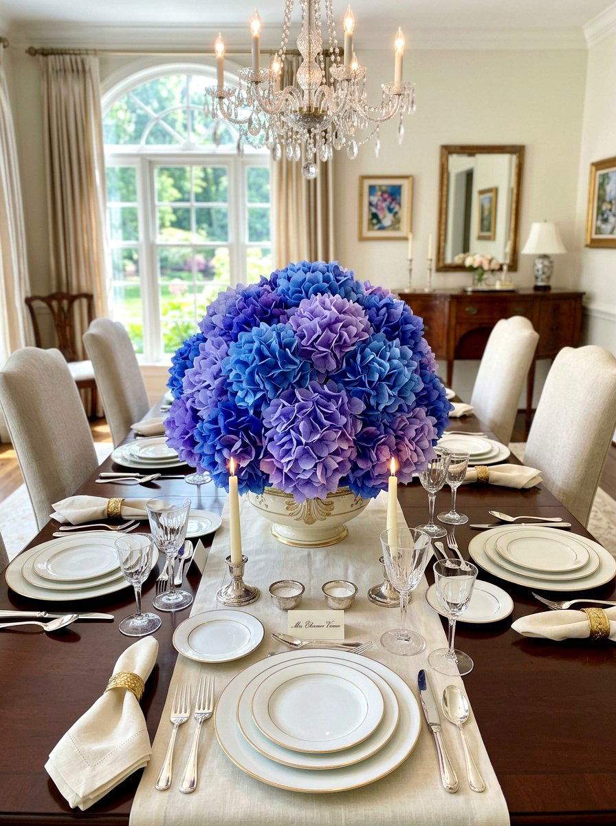 Tissue Paper Hydrangea Centerpiece - 25 Spring Tissue Paper Decor Ideas