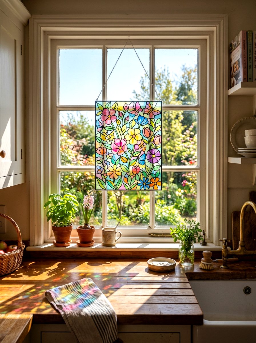 Tissue Paper Suncatcher - 25 Spring Tissue Paper Decor Ideas