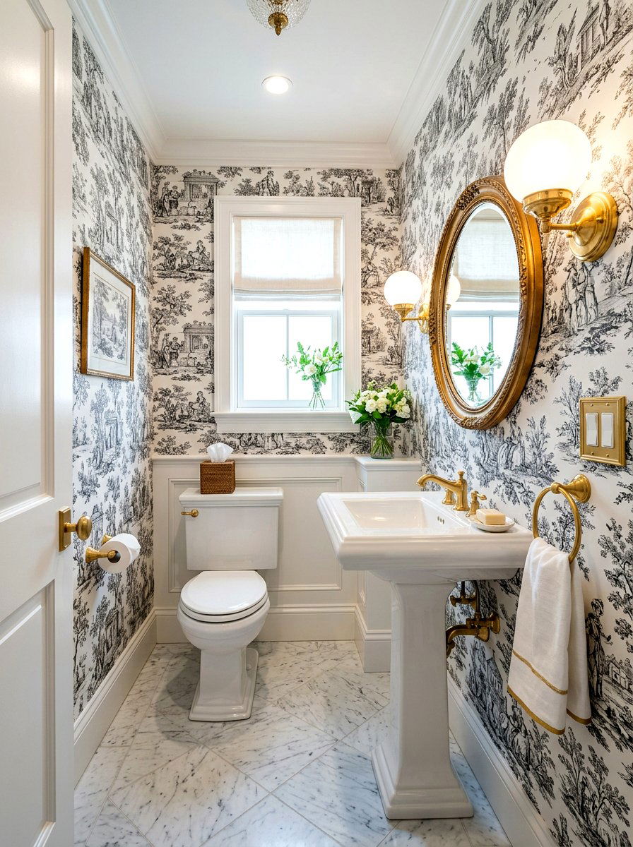 Toile Bathroom Wallpaper - 25 Spring Toile Decor Ideas