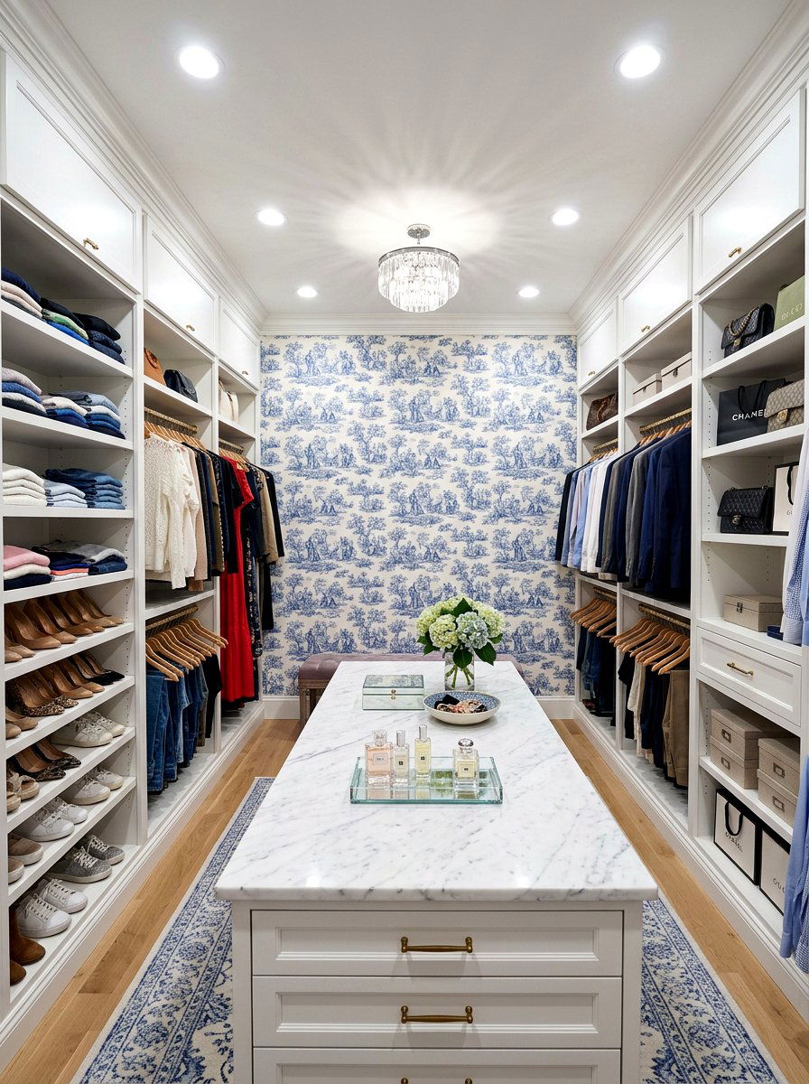 Toile Closet Interior - 25 Spring Toile Decor Ideas