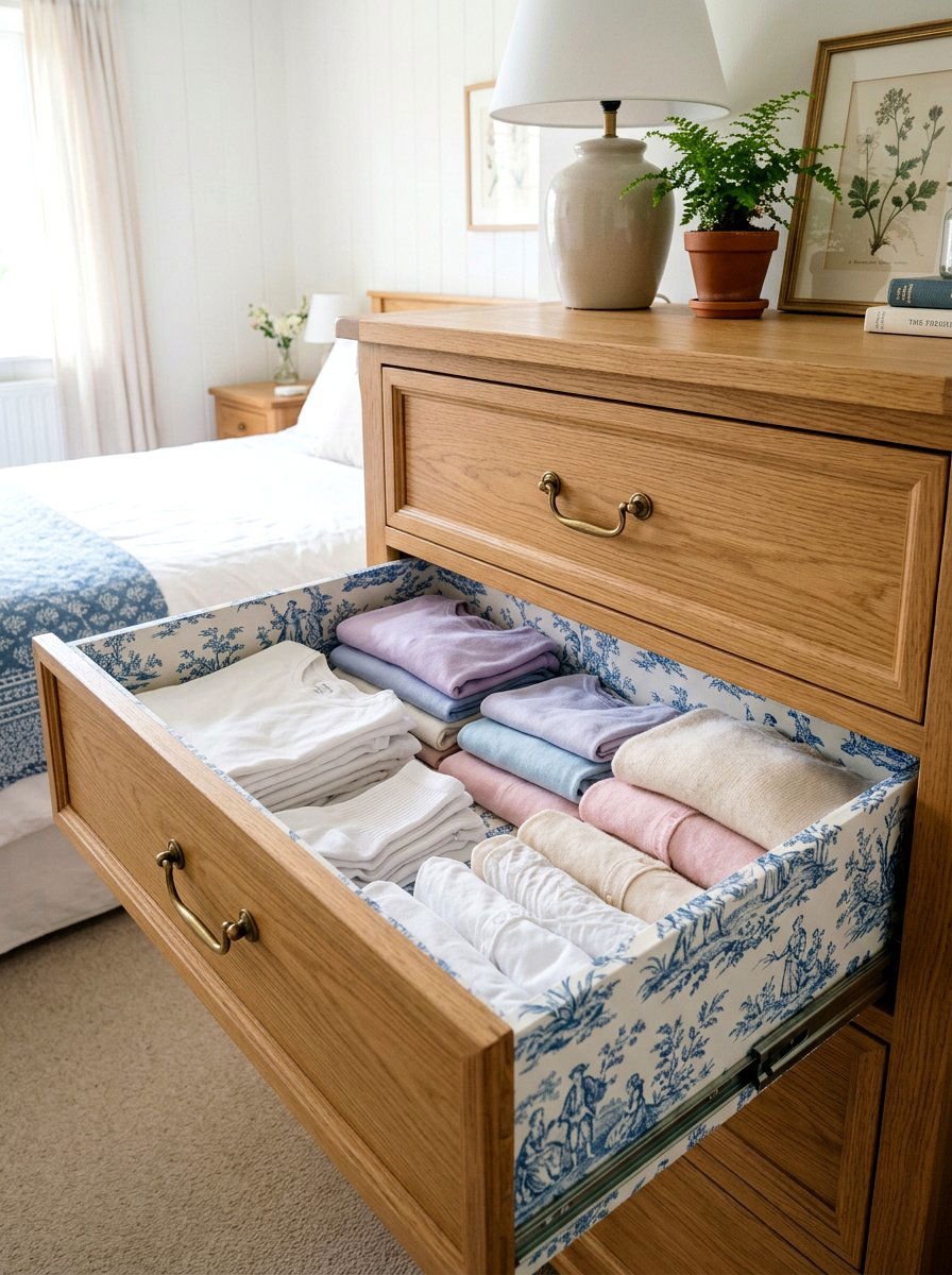 Toile Drawer Liners - 25 Spring Toile Decor Ideas