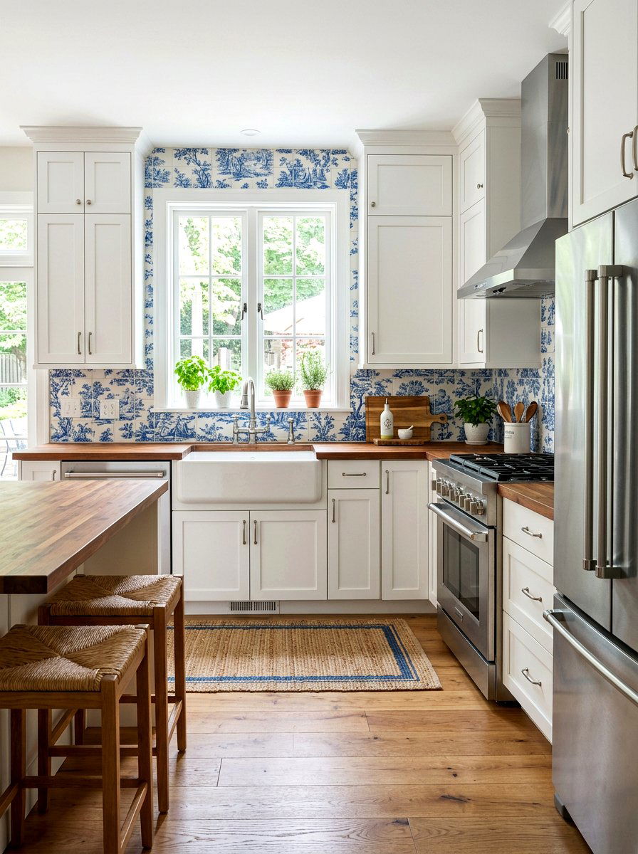 Toile Kitchen Backsplash - 25 Spring Toile Decor Ideas