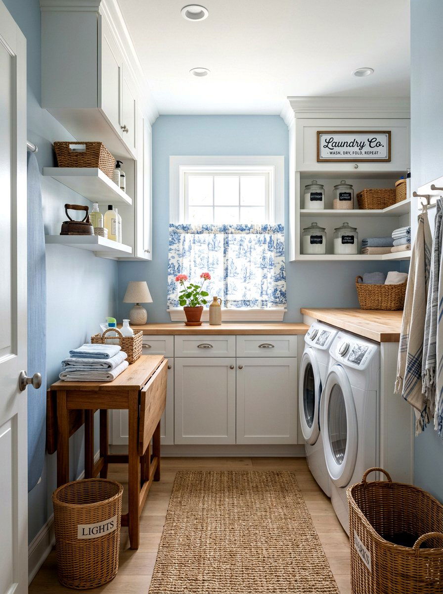 Toile Laundry Room - 25 Spring Toile Decor Ideas