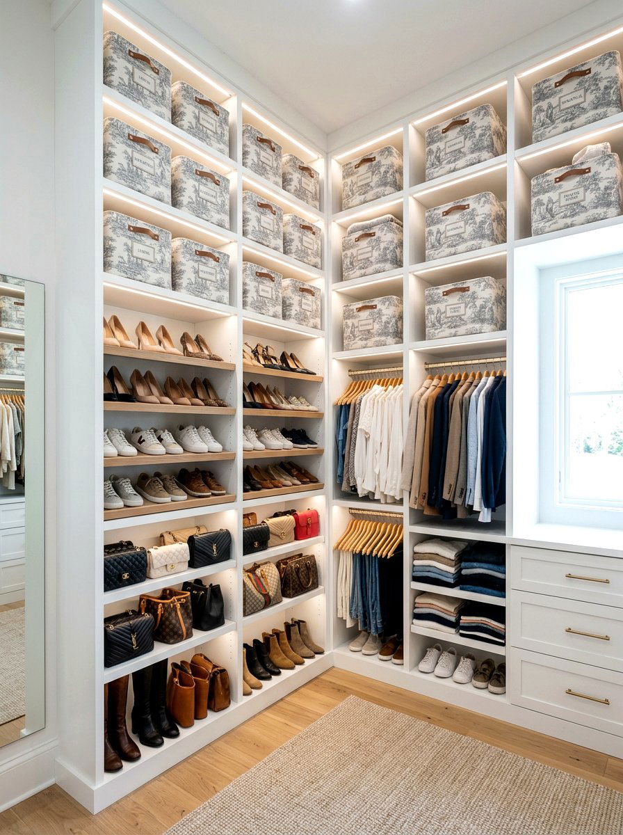 Toile Storage Bins - 25 Spring Toile Decor Ideas