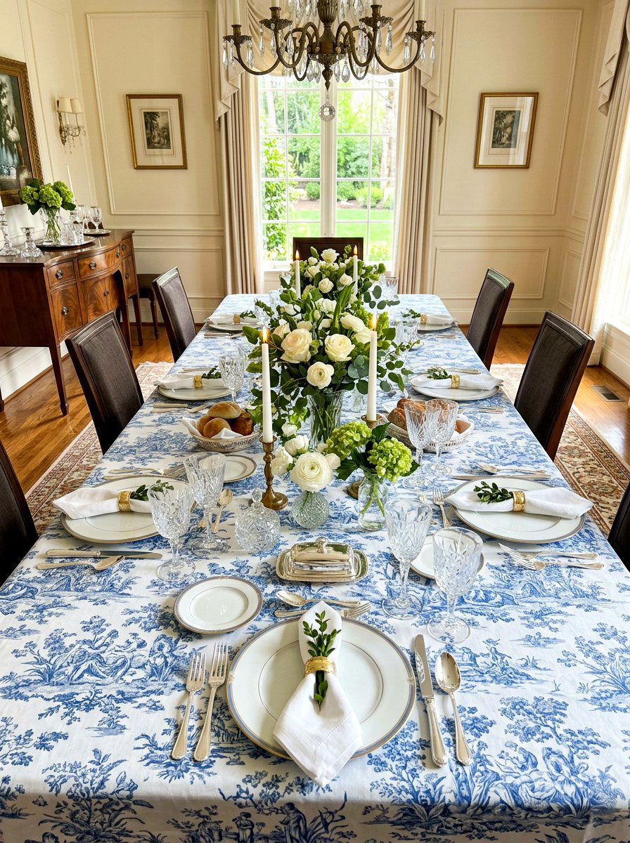 Toile Tablecloth - 25 Spring Toile Decor Ideas
