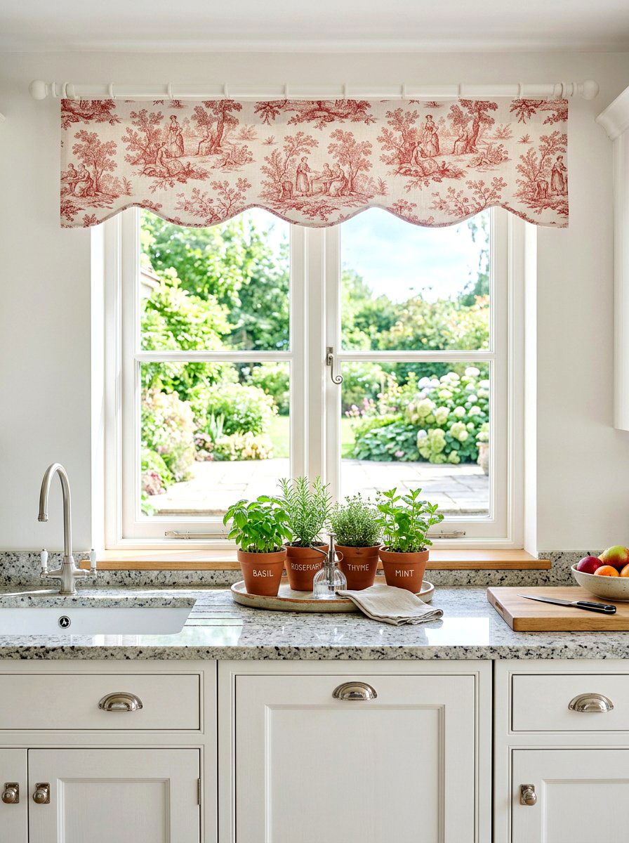Toile Window Valance - 25 Spring Toile Decor Ideas