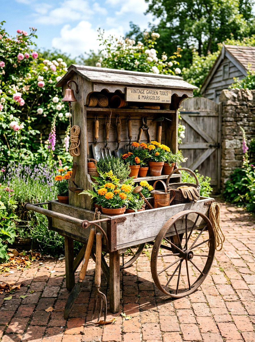Tool display wagon - 25 Spring Garden Wagon Decor Ideas