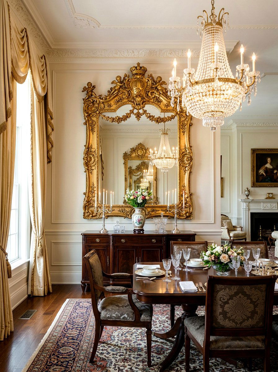 Traditional Gold Framed Mirror - 25 Spring Dining Room Wall Decor Ideas