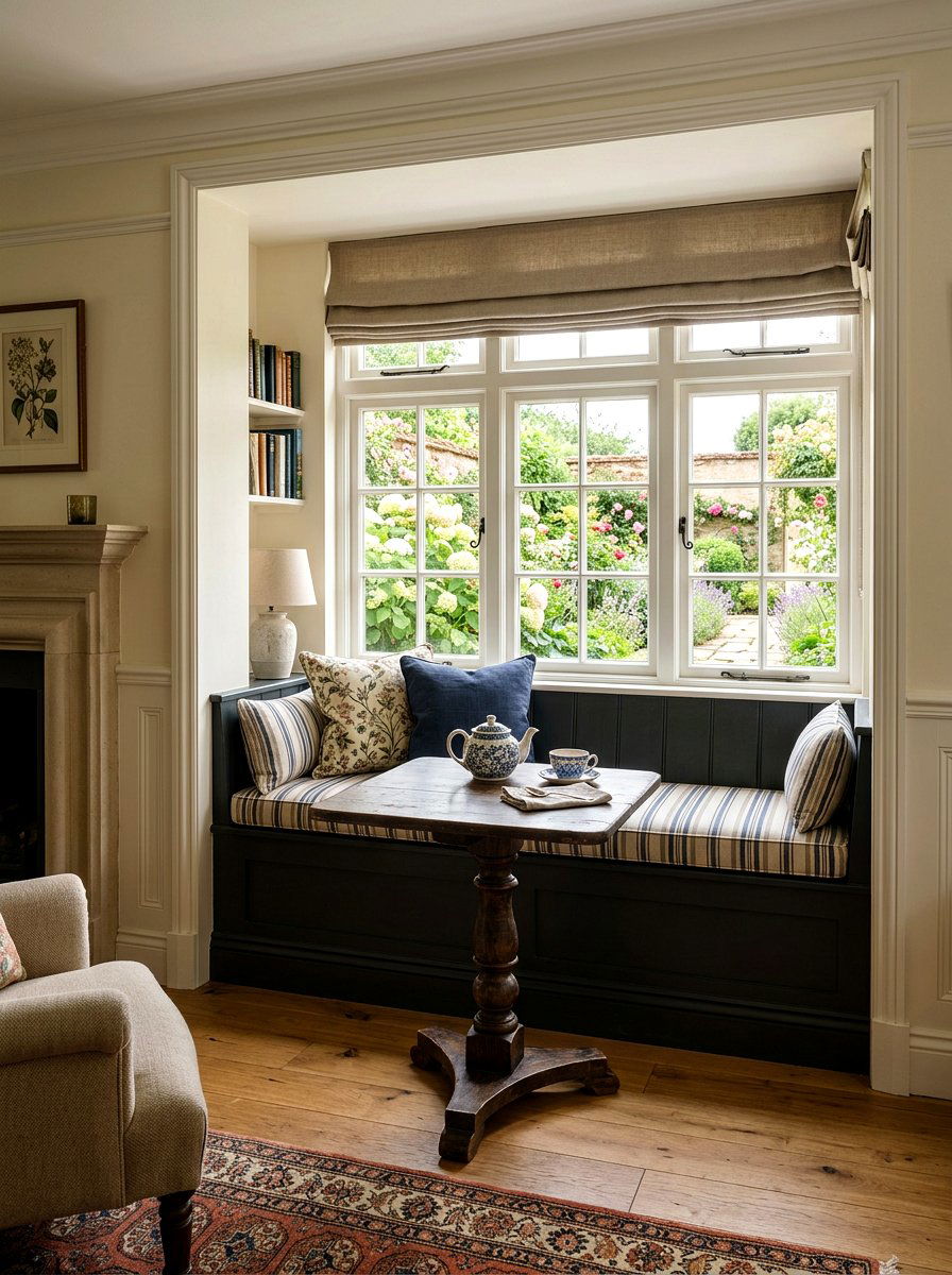 Traditional Window Seat Nook - 25 Spring Breakfast Nook Decor Ideas