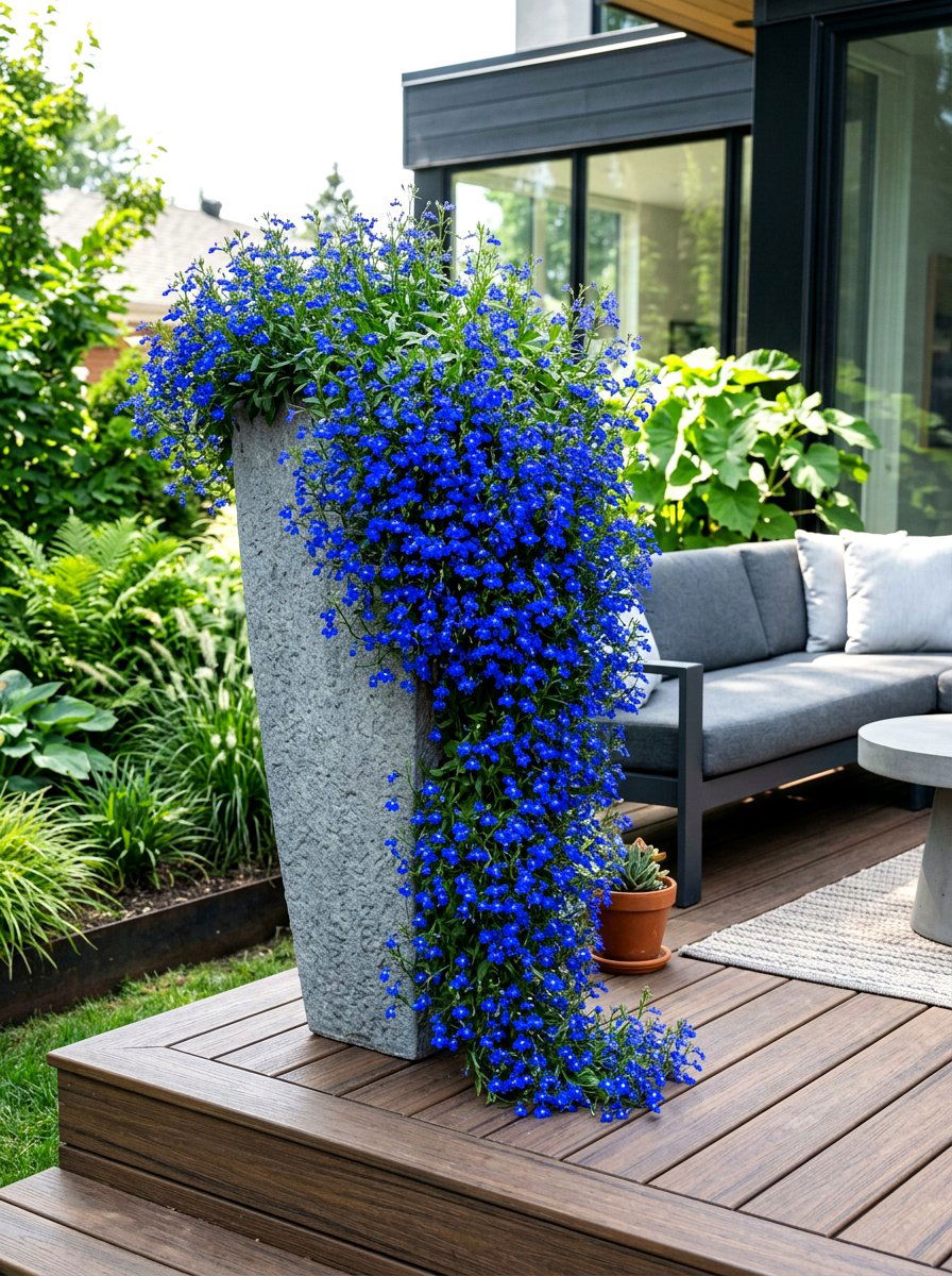 Trailing Lobelia Planter - 25 Spring Annual Flower Ideas