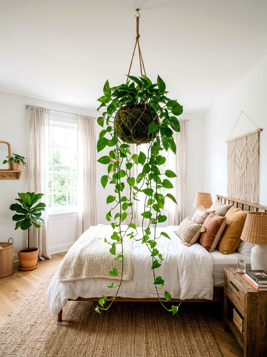 Trailing Pothos Moss Ball - 25 Spring Kokedama Ideas
