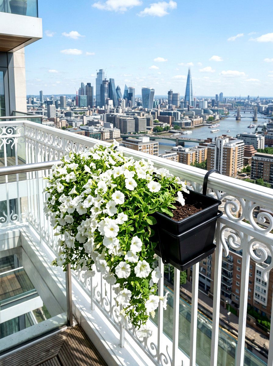 Trailing White Petunias - 25 Spring Balcony Flower Box Ideas