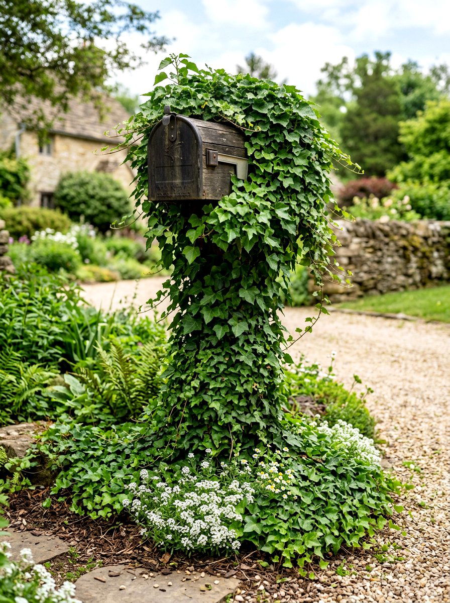 Trailing ivy mailbox post - 25 Spring Mailbox Planter Ideas
