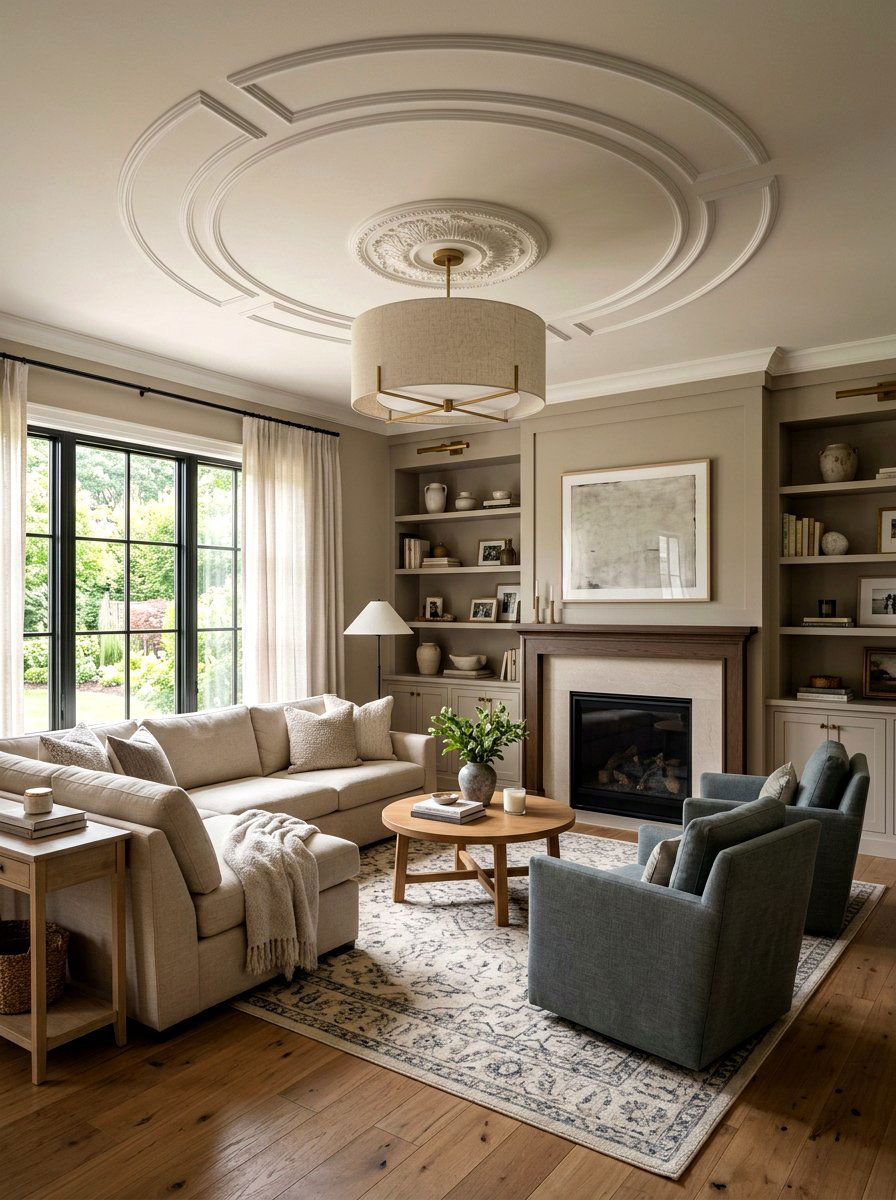 Transitional Ceiling Ring - 25 Spring Ceiling Medallion Decor Ideas