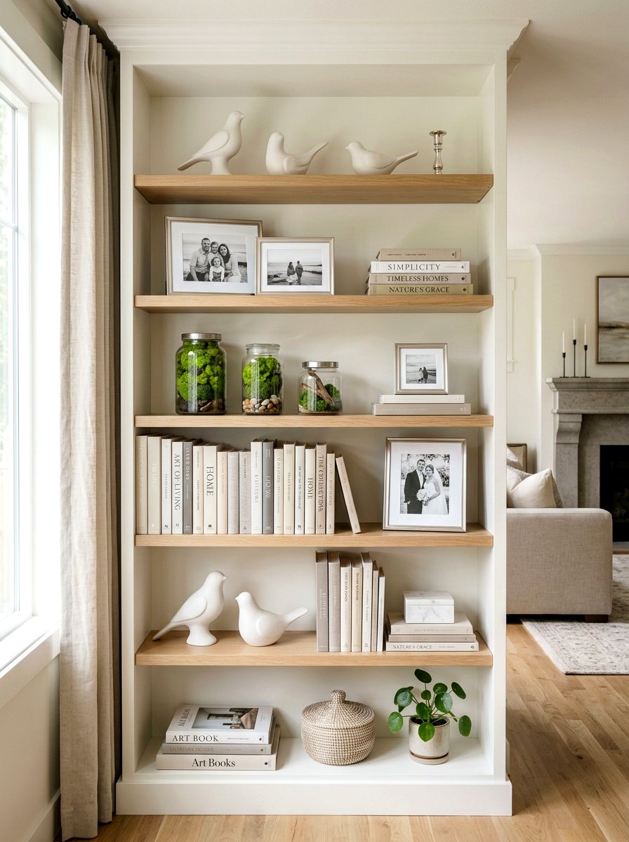 Transitional Living Room Shelf - 25 Spring Living Room Shelf Ideas