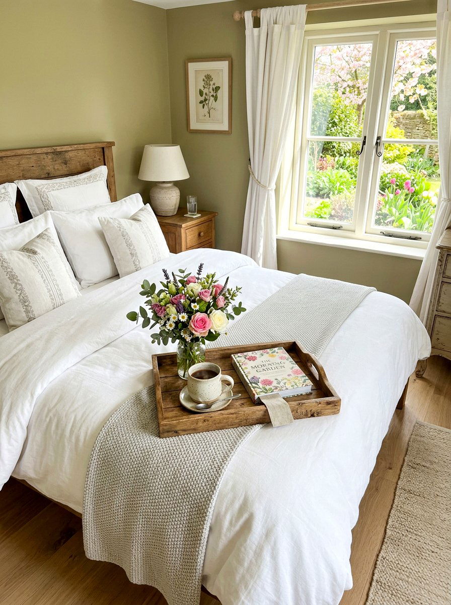 Tray With Flowers - 25 Spring Guest Room Decor Ideas