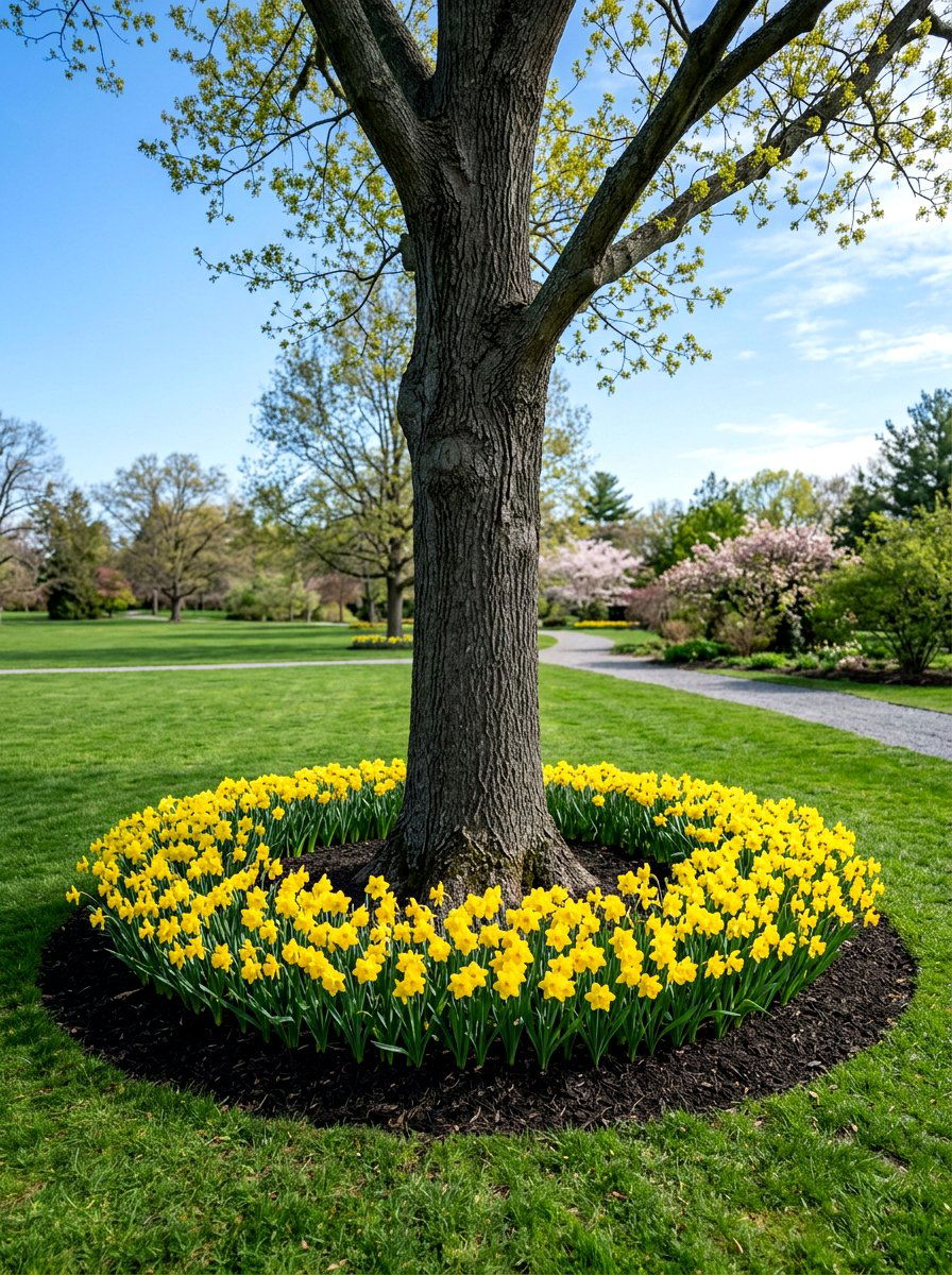Tree Base Ring - 25 Spring Daffodil Garden Ideas