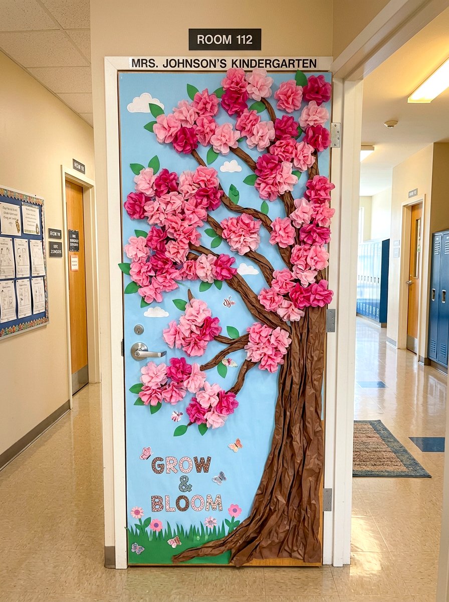 Tree Blossom Classroom Door - 25 Spring Door Decoration Ideas for Classroom