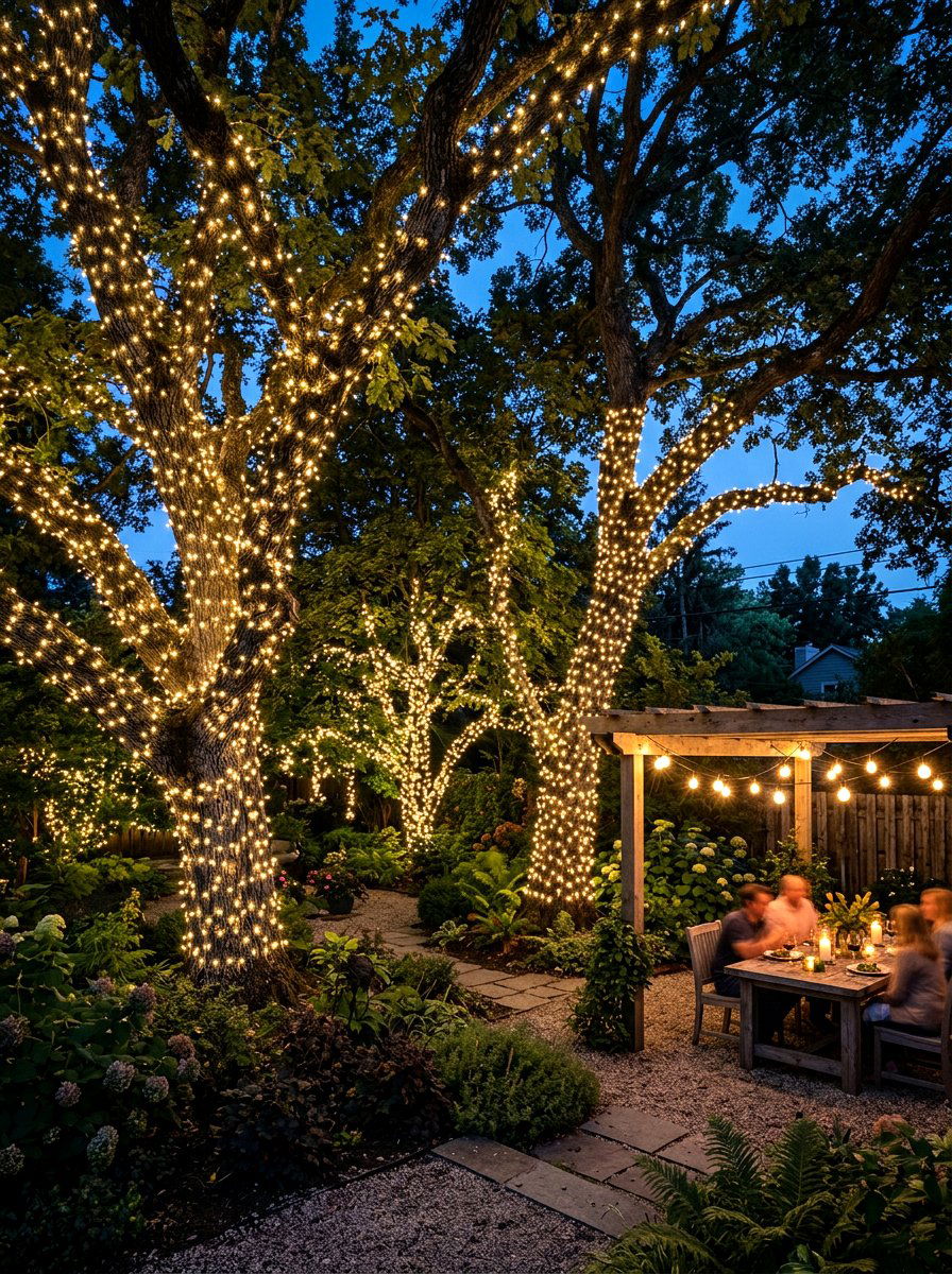 Tree String Lights - 25 Spring Garden Party Decor Ideas