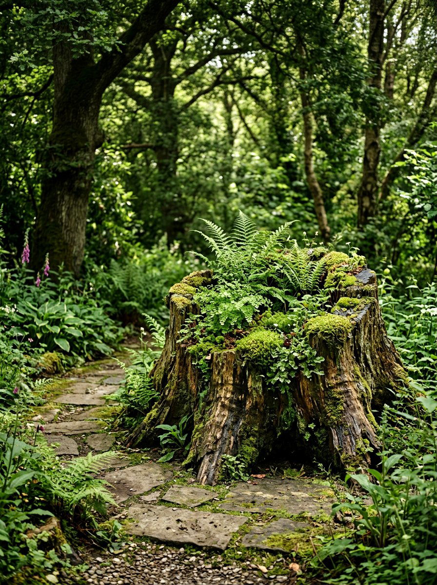 Tree Stump Natural Planter - 25 Spring DIY Planter Ideas