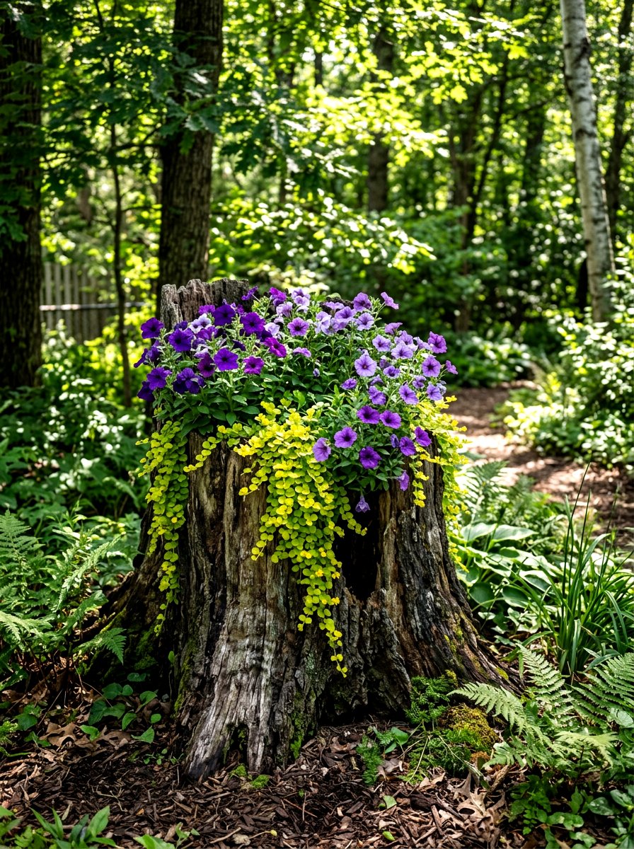 Tree Trunk Planter - 25 Spring Yard Decor Ideas