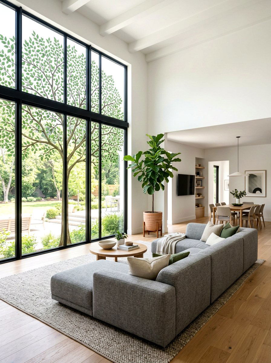 Tree with green leaves window clings - 25 Spring Window Cling Ideas