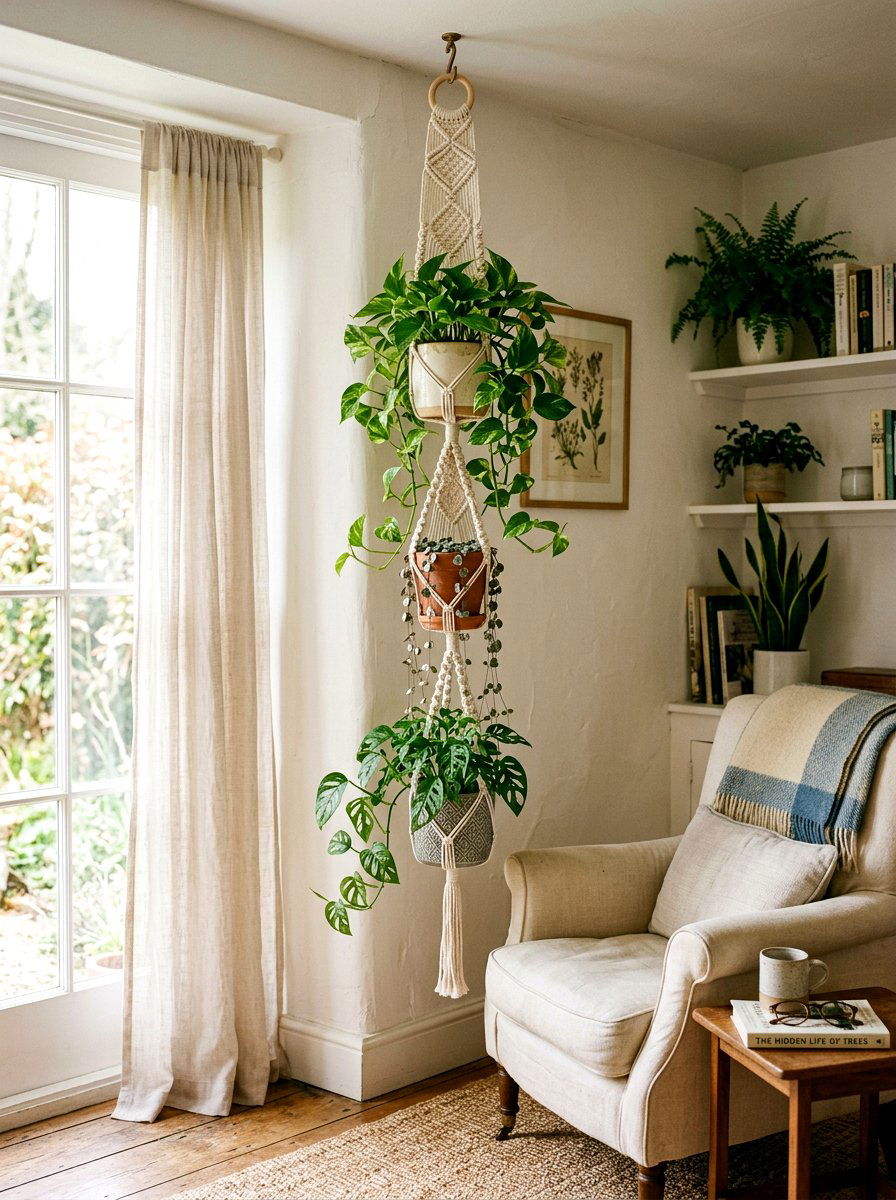 Triple Macrame Plant Hanger - 25 Spring Macrame Plant Hanger Ideas