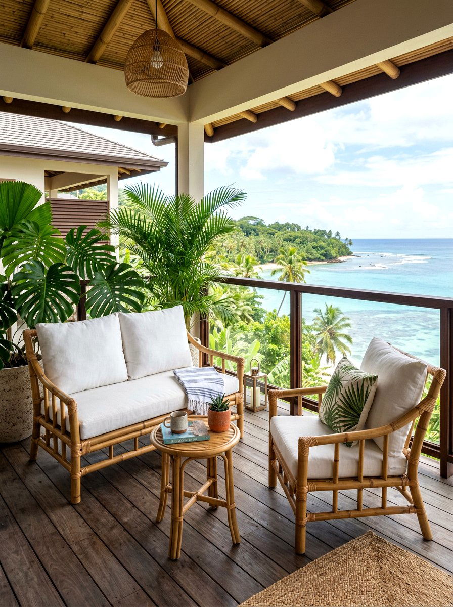 Tropical Bamboo Furniture - 25 Spring Balcony Seating Decor Ideas