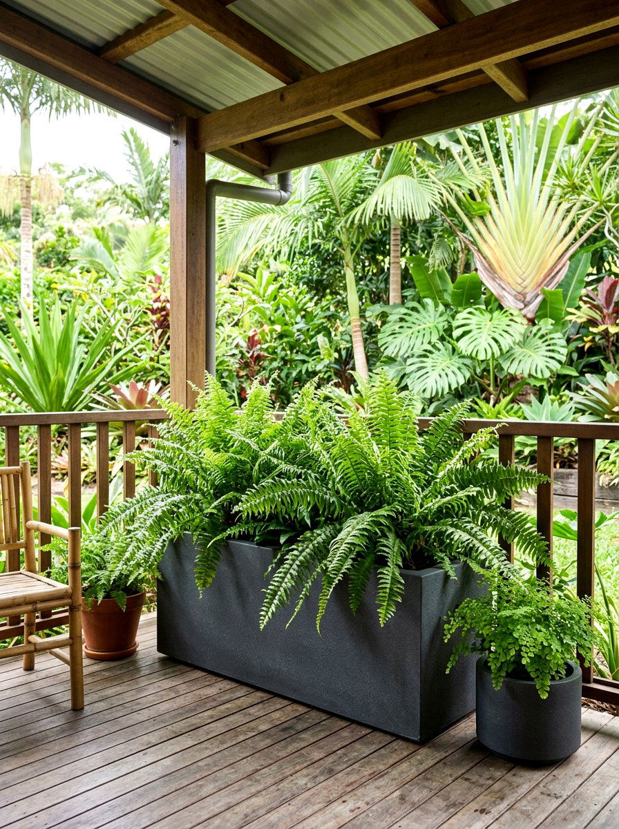 Tropical Fern Planter - 25 Spring Outdoor Planter Ideas
