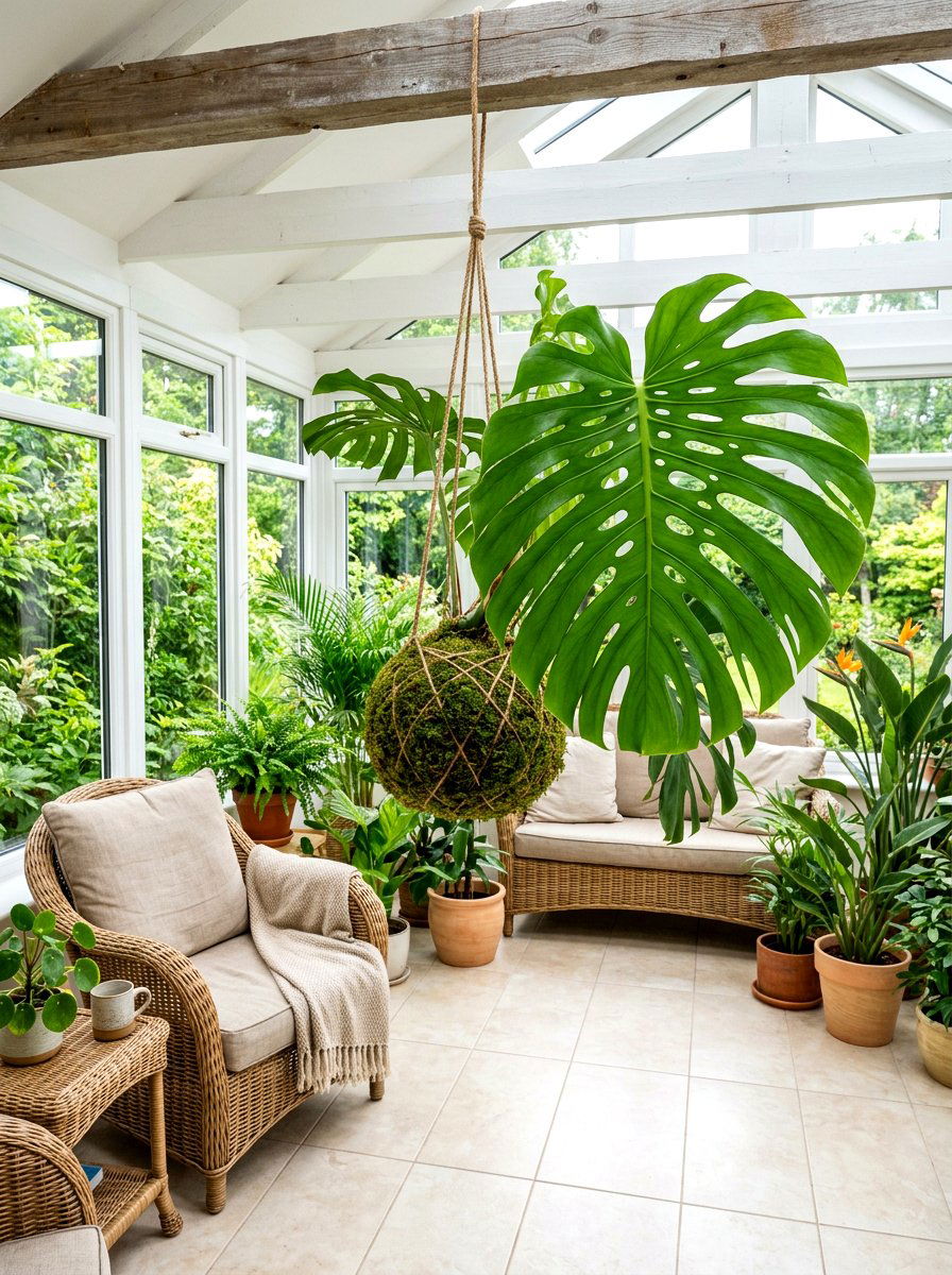 Tropical Leaf Kokedama - 25 Spring Moss Ball Plant Ideas