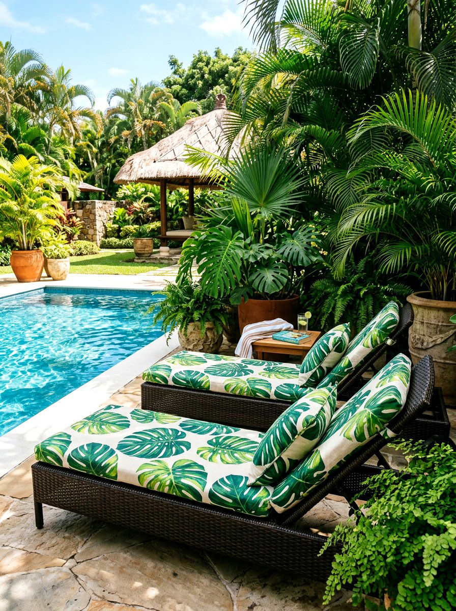 Tropical Leaf Pattern Cushion - 25 Spring Outdoor Pillow Ideas