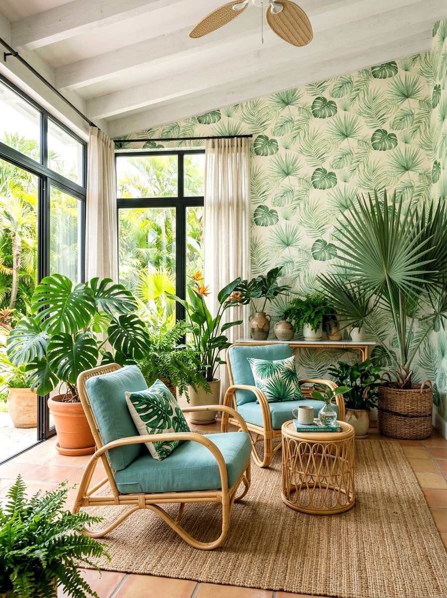 Tropical Leaf Wallpaper - 25 Spring Wallpaper Ideas