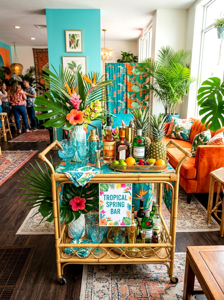 Tropical Spring Bar Cart