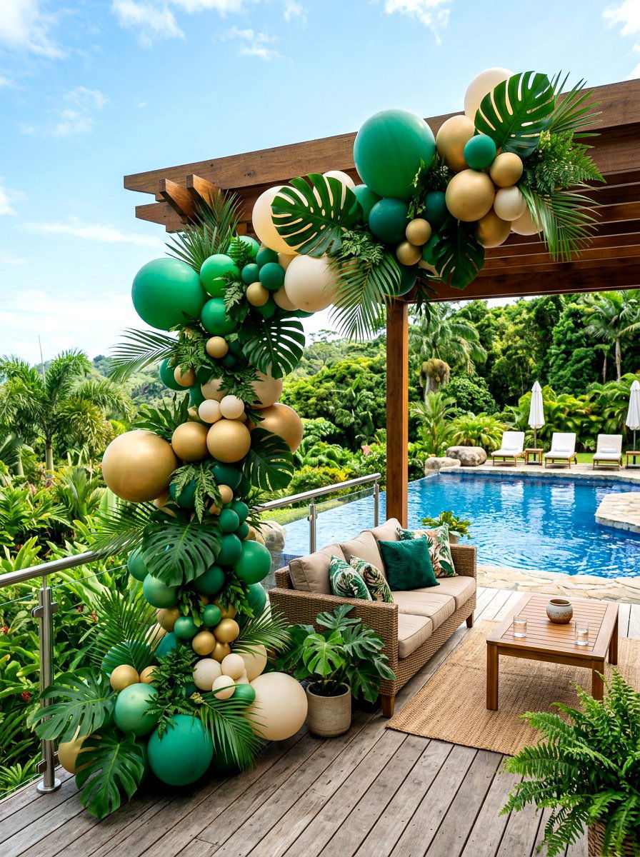 Tropical Spring Greenery Balloon Garland - 25 Spring Balloon Garland Ideas
