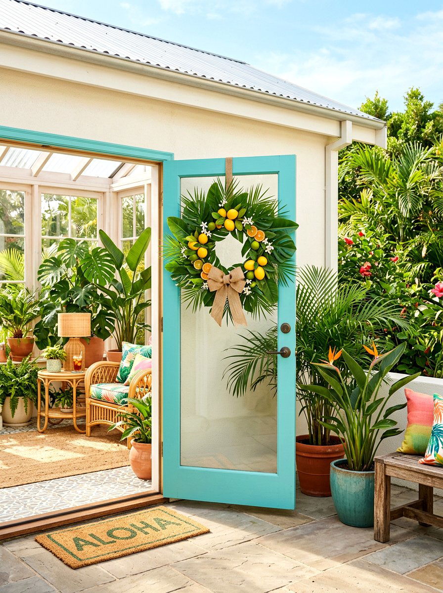 Tropical citrus wreath - 25 Spring Lemon Wreath Ideas