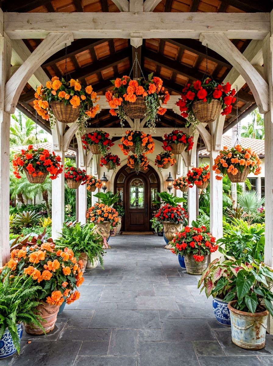 Tuberous begonia display - 25 Spring Shade Garden Ideas