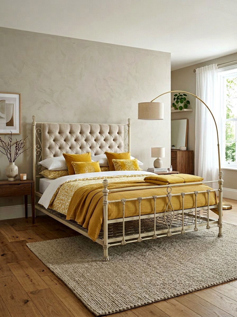 Tufted Fabric Bed - 25 Spring Bed Frame Decor Ideas