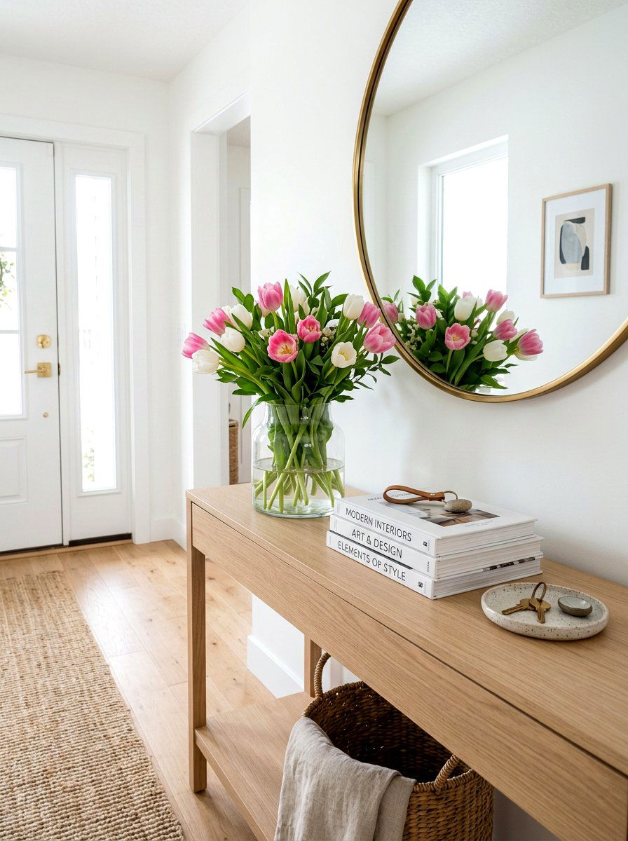 Tulip Arrangement - 25 Spring Console Table Decor Ideas