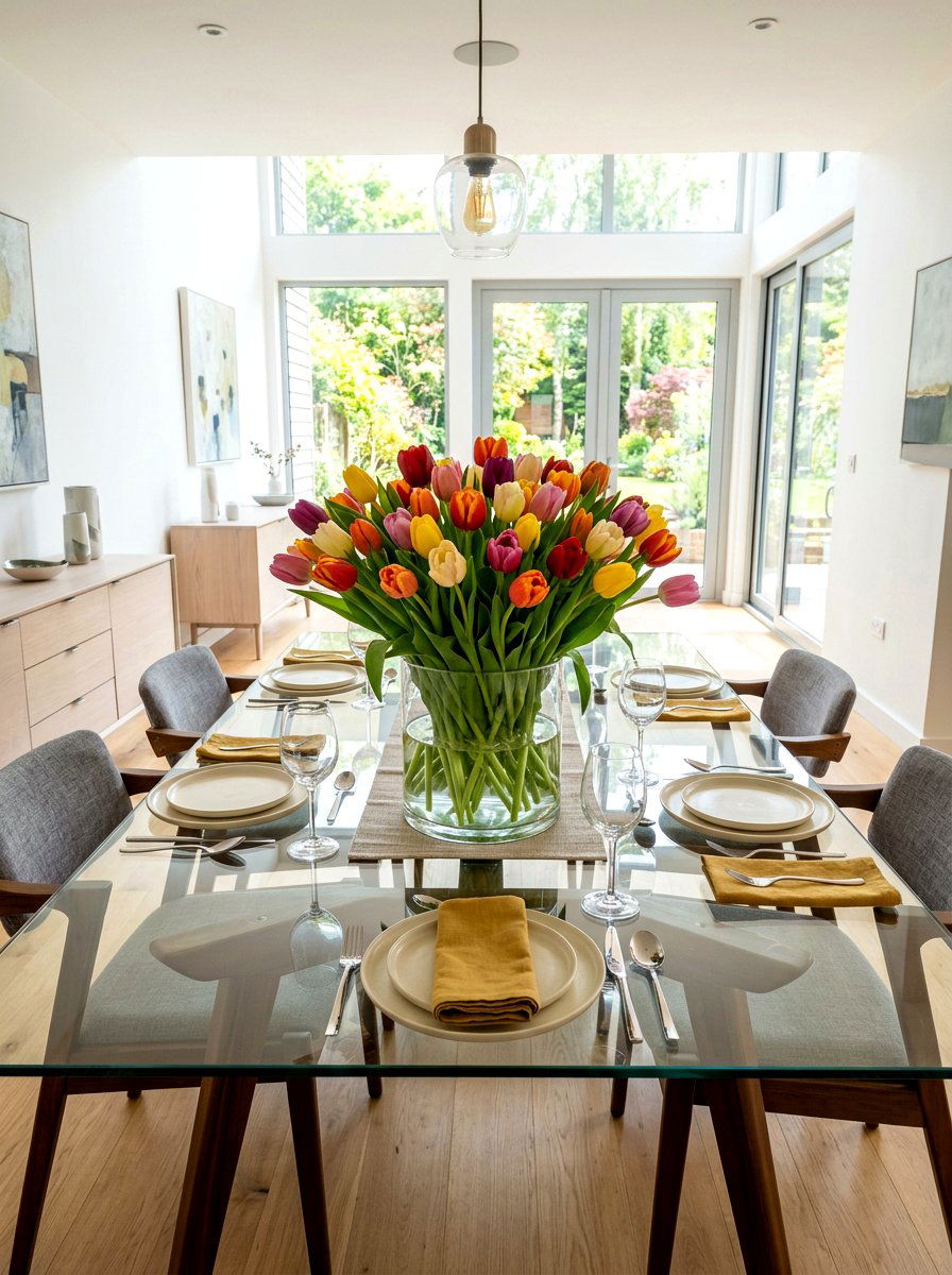 Tulip Bouquet Arrangement - 25 Spring Dinner Party Table Ideas