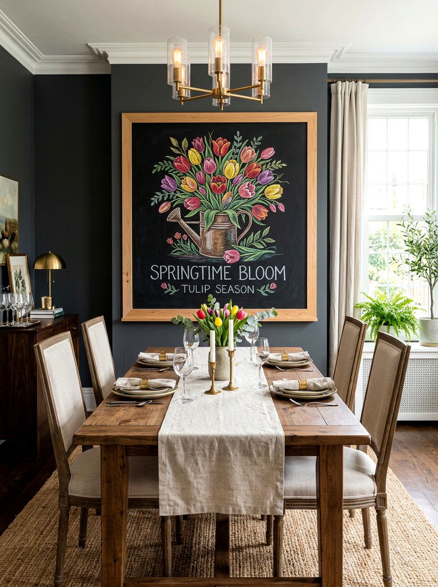 Tulip Bouquet Chalkboard Illustration - 25 Spring Chalkboard Lettering Ideas