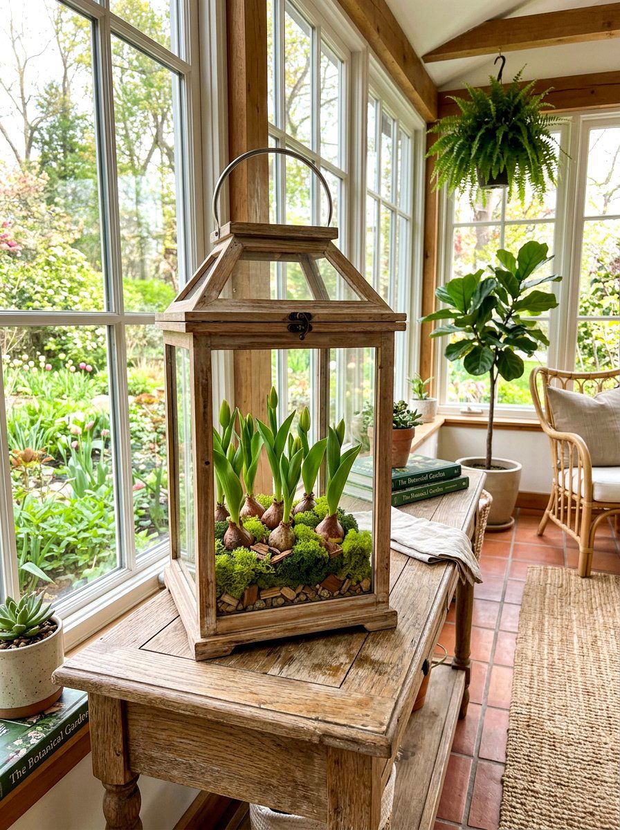 Tulip Bulbs And Moss - 25 Spring Lantern Filler Ideas