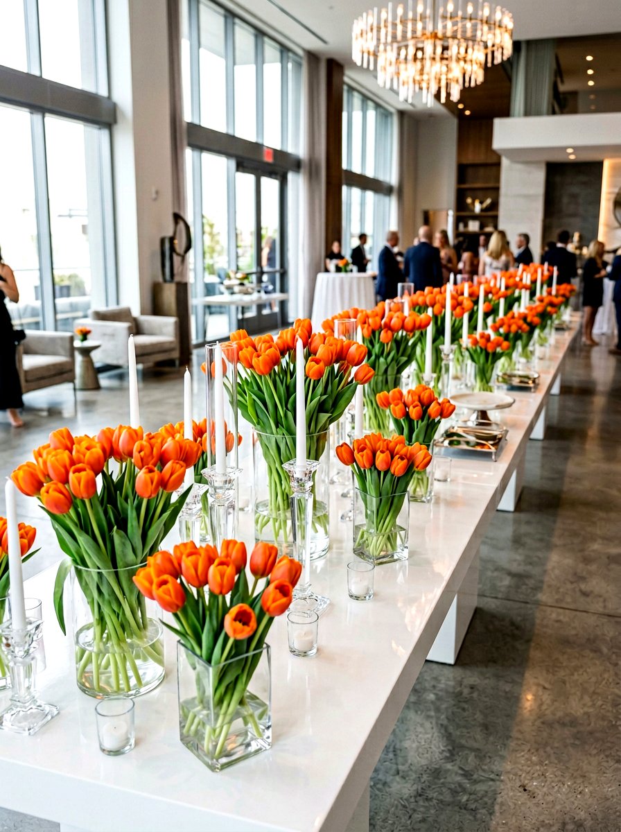 Tulip Centerpiece Buffet - 25 Spring Buffet Decor Ideas
