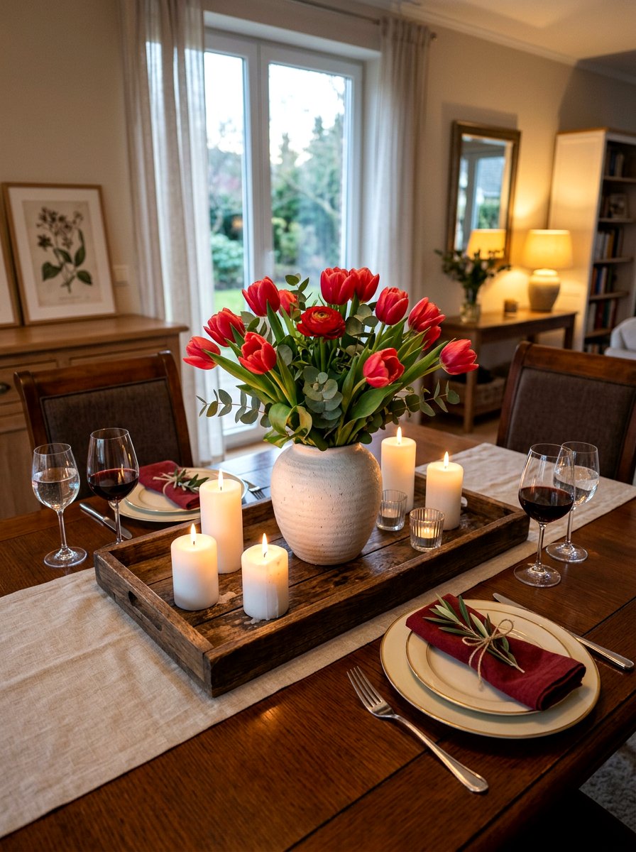 Tulip Centerpiece With Candles - 25 Spring Tulip Centerpiece Ideas