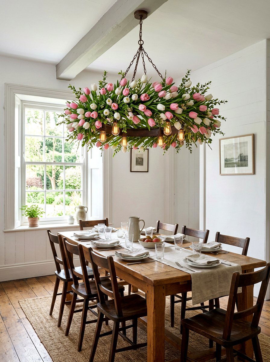 Tulip Chandelier Wreath - 25 Spring Chandelier Wreath Ideas