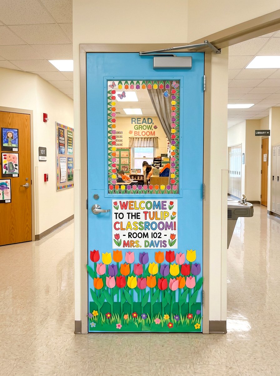 Tulip Classroom Door - 25 Spring Door Decoration Ideas for Classroom
