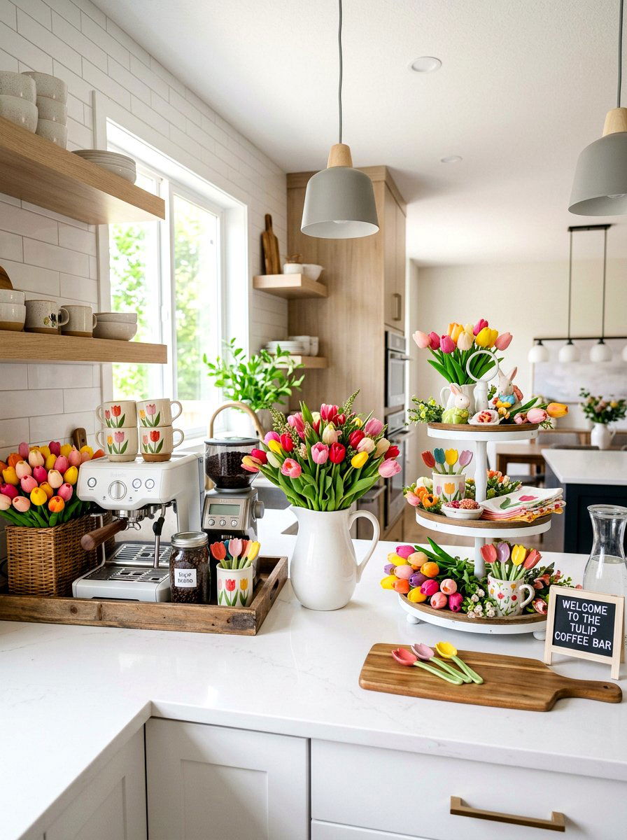 Tulip Coffee Bar - 25 Spring Coffee Bar Tiered Tray Ideas