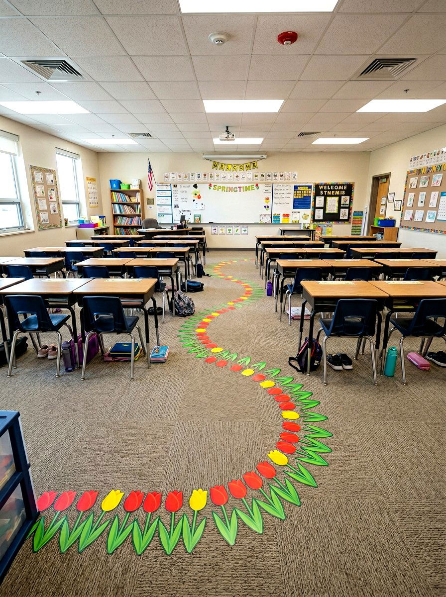Tulip Floor Decals - 25 Spring Classroom Decor Ideas