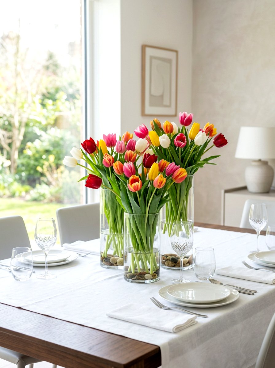 Tulip Floral Arrangement - 25 Spring Wedding Reception Decor Ideas