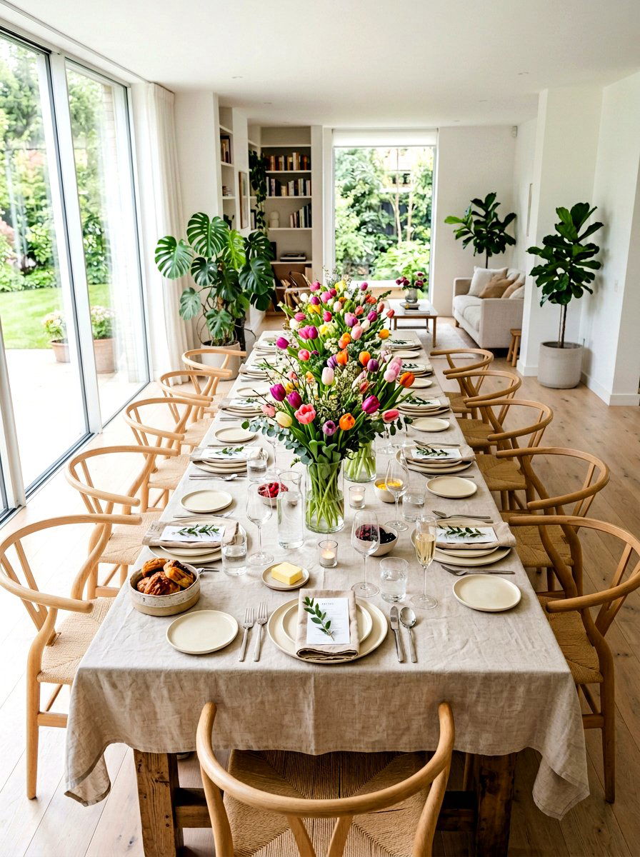 Tulip Floral Arrangement - 25 Spring Brunch Table Ideas